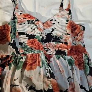Torrid Floral Maxi Dress - Black, White, Orange, Green